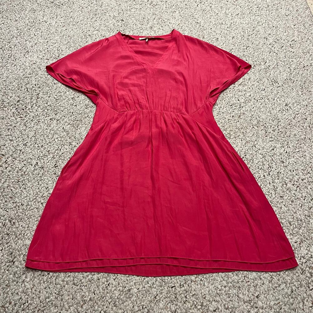 Maje Rimeo Fuschia Pink Empire Waist Dolman Sleeve Mini Dress L Feminine Casual